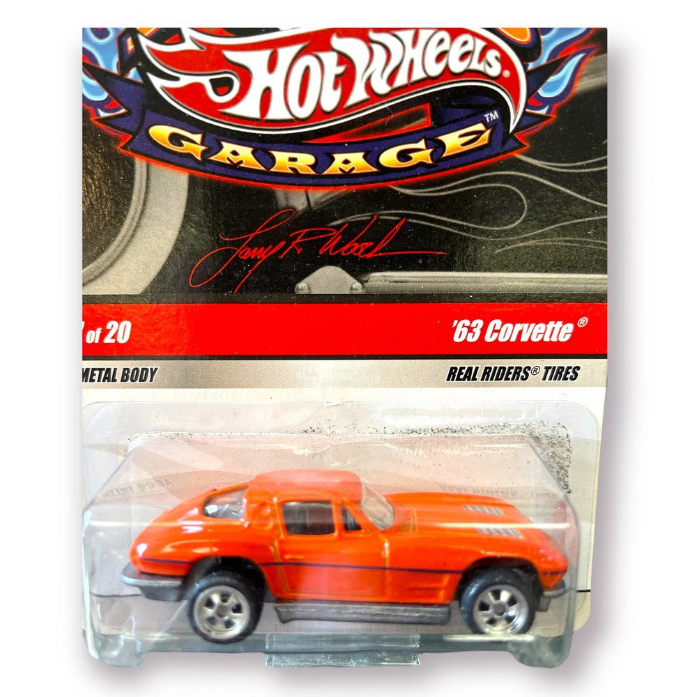 Hot Wheels Larry's Garage '63 Corvette Orange  7 of 20 Real Riders NOC